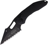 Microtech Automatic Stitch Knife Button Lock Black Aluminum Serrated Blade 1693T