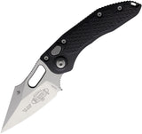 Microtech Automatic Stitch Knife Button Lock Black Aluminum Satin Wharncliffe Blade 1694