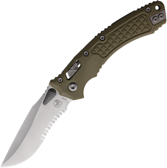 Microtech Amphibian Ram-Lok OD Green Frag G10 Folding Stonewash M390MK Serrated Pocket Knife 16986