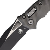 Microtech Amphibian Ram-Lok Natural Clear Gray Fluted Aluminum Folding Two-Tone M390MK Knife 16987