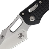 Microtech Stitch Ram-Lok Black Frag Aluminum Folding M390MK Serrated Knife 169RL12FR