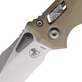 Microtech Amphibian Ram-Lok Tan Frag G10 Folding Stonewash M390MK Pocket Knife 17015
