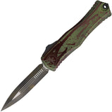 Microtech Automatic Hera II OTF Knife Outbreak Green Aluminum Double Edge Blade 17021OBDS