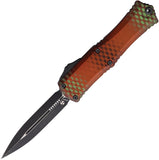 Microtech Automatic Hera II Mini OTF Knife Orange X-51 Aluminum Two-Tone Double Edge Dagger Blade 1702M1ORX51S
