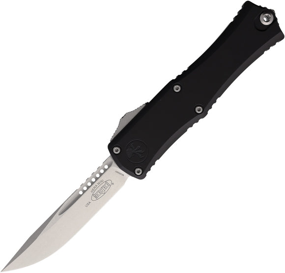 Microtech Automatic Hera II Mini OTF Knife Black Aluminum Stonewash Drop Pt Blade 1703M10