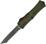 Microtech Auto Hera II Mini OTF Knife Outbreak Green Aluminum Serrated Tanto Blade 1704M3OBDS