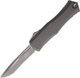 Microtech Automatic Hera II OTF Knife Stonewash Aluminum Apocalyptic Recurve Blade 170510APNC