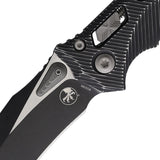 Microtech Amphibian Ram-Lok Distressed Black Fluted Aluminum Folding Two-Tone M390MK Knife 17669