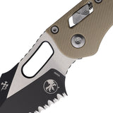 Microtech Stitch Ram-Lok Tan Fluted G10 Folding M390MK Serrated Pocket Knife 17868