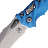 Microtech Amphibian Ram-Lok Blue Fluted Aluminum Folding Stonewash M390MK Knife 18862