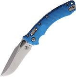 Microtech Amphibian Ram-Lok Blue Fluted Aluminum Folding Stonewash M390MK Knife 18862