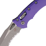 Microtech Amphibian Ram-Lok Purple Fluted Aluminum Folding Apocalyptic M390MK Serrated Knife 18886