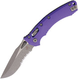 Microtech Amphibian Ram-Lok Purple Fluted Aluminum Folding Apocalyptic M390MK Serrated Knife 18886