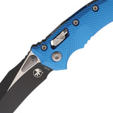 Microtech Amphibian Ram-Lok Blue Fluted Aluminum Folding Two-Tone M390MK Knife 18893