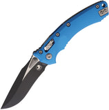 Microtech Amphibian Ram-Lok Blue Fluted Aluminum Folding Two-Tone M390MK Knife 18893