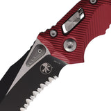 Microtech Amphibian Ram-Lok Merlot Red Fluted Aluminum Folding Two-Tone M390MK Serrated Knife 19189