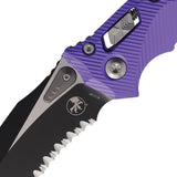 Microtech Amphibian Ram-Lok Purple Fluted Aluminum Folding Two-Tone M390MK Serrated Knife 19206