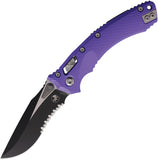 Microtech Amphibian Ram-Lok Purple Fluted Aluminum Folding Two-Tone M390MK Serrated Knife 19206