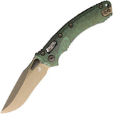 Microtech Amphibian Marfione Ram-Lok Antique Green Titanium Folding Bronze M390MK Knife 19334
