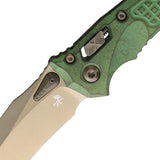 Microtech Amphibian Marfione Ram-Lok Antique Green Frag Titanium Folding Bronze M390MK Knife 19336