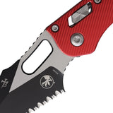 Microtech Stitch Ram-Lok Red Fluted Aluminum Folding M390MK Serrated Pocket Knife 19455