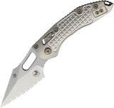 Microtech Stitch Ram-Lok Marfione Stonewash Frag Titanium Folding M390MK Serrated Knife 19550