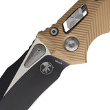 Microtech Amphibian Ram-Lok Brown Fluted Aluminum Folding Two-Tone M390MK Knife 19613