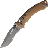 Microtech Amphibian Ram-Lok Brown Fluted Aluminum Folding Apocalyptic Serrated M390MK Knife 19884