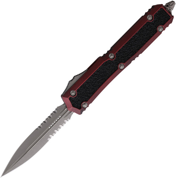 Microtech Automatic Makora OTF Knife Red Aluminum & Traction Apocalyptic Serrated Blade 20611APWR