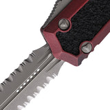 Microtech Automatic Makora OTF Knife Red Aluminum & Traction Apocalyptic Serrated Blade 20611APWR