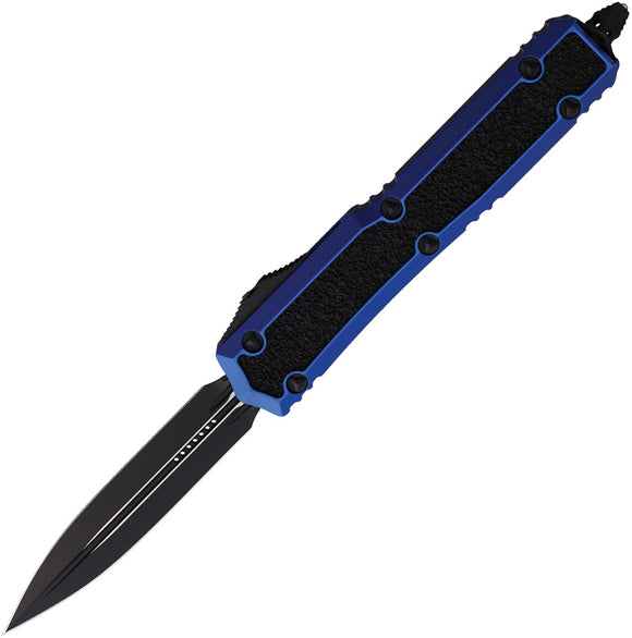 Microtech Automatic Signature Series Makora OTF Knife Blue Aluminum & Traction Double Edge Blade 2061BLS
