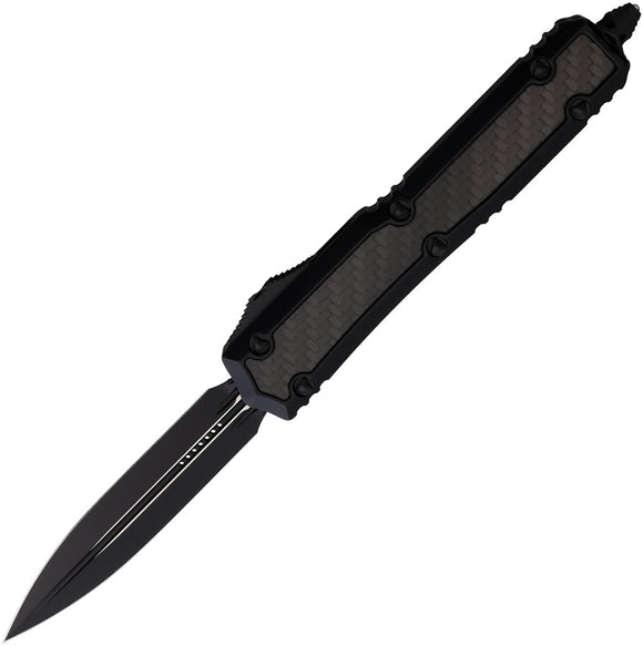 Microtech Automatic Signature Series Makora OTF Knife Black Aluminum & CF Double Edge Blade 2061TCFIS