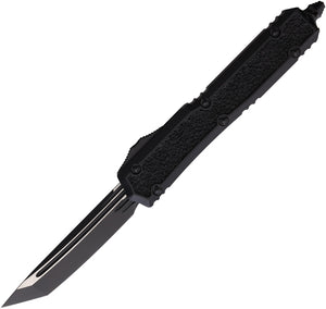 Microtech Automatic Makora OTF Knife Black Aluminum & Traction Two-Tone Tanto Blade 2071TS