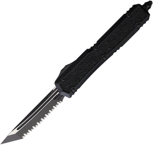 Microtech Automatic Makora OTF Knife Black Aluminum & Traction Serrated Tanto Blade 2073TS