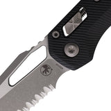 Microtech Standard Issue MSI Ram-Lok Black Fluted G10 Folding Serrated M390MK Knife 21011APFLGTB