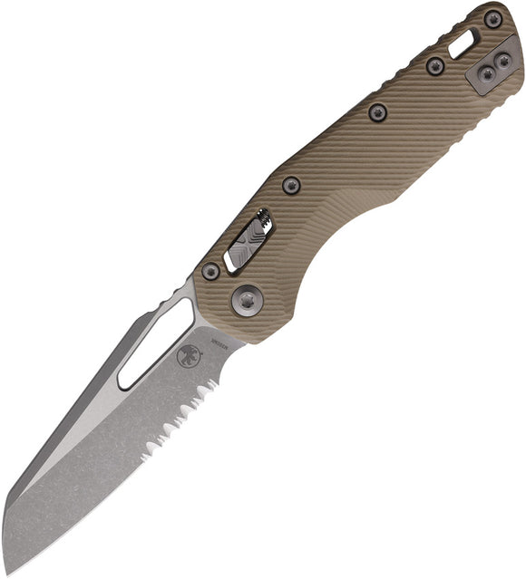 Microtech Standard Issue MSI Ram-Lok Tan Fluted G10 Folding Serrated M390MK Knife 21011APFLGTT