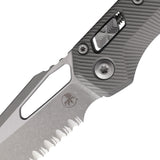 Microtech Standard Issue MSI Ram-Lok Natural Clear Gray Frag Aluminum Folding Apocalyptic Serrated Knife 21011APFLNC