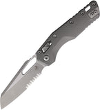 Microtech Standard Issue MSI Ram-Lok Natural Clear Gray Frag Aluminum Folding Apocalyptic Serrated Knife 21011APFLNC