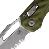 Microtech Standard Issue MSI Ram-Lok OD Green Fluted Aluminum Folding Serrated M390MK Knife 21011APFLOD