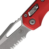 Microtech Standard Issue MSI Ram-Lok Red Fluted Aluminum Folding Apocalyptic M390MK Serrated Knife 21011APFLRD