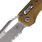 Microtech Standard Issue MSI Ram-Lok Tan Fluted Aluminum Folding Serrated M390MK Knife 21011APFLTA