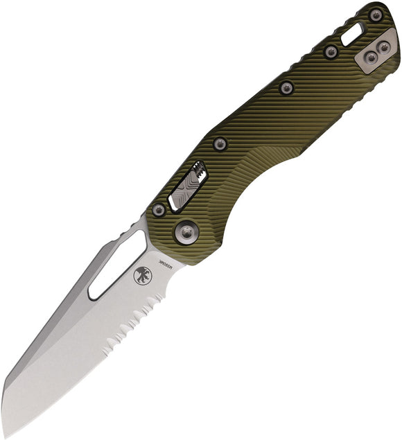 Microtech Standard Issue MSI Ram-Lok OD Green Fluted Aluminum Folding Serrated M390MK Knife 21011FLOD