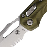 Microtech Standard Issue MSI Ram-Lok OD Green Fluted Aluminum Folding Serrated M390MK Knife 21011FLOD
