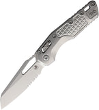Microtech Standard Issue MSI Marfione Ram-Lok Stonewash Frag Titanium Folding M390MK Serrated Knife 21011FRMS2