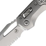 Microtech Standard Issue MSI Marfione Ram-Lok Stonewash Frag Titanium Folding M390MK Serrated Knife 21011FRMS3