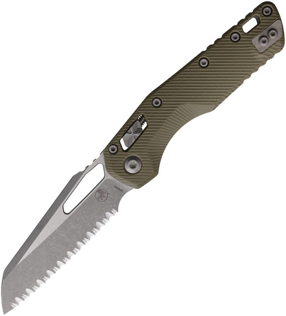 Microtech Standard Issue MSI Ram-Lok OD Green Fluted G10 Folding Serrated M390MK Knife 21012APFLGTO
