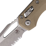 Microtech Standard Issue MSI Ram-Lok Tan Fluted G10 Folding Serrated M390MK Knife 21012APFLGTT
