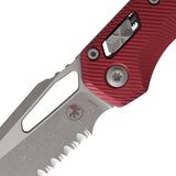 Microtech Standard Issue MSI Ram-Lok Merlot Red Fluted Aluminum Folding M390MK Serrated Knife 21012APFLMR