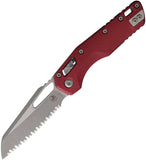 Microtech Standard Issue MSI Ram-Lok Merlot Red Fluted Aluminum Folding M390MK Serrated Knife 21012APFLMR