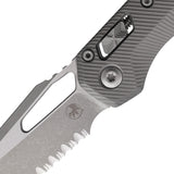 Microtech Standard Issue MSI Ram-Lok Natural Clear Gray Fluted Aluminum Folding Apocalyptic Serrated Knife 21012APFLNC